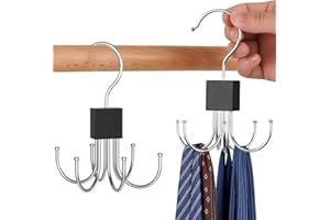 2 Pcs Belt Organizer & Bra Hanger for Closet Multi-Function Rotating 6-Claw Hooks for Hanging Bags Scarves Hats,Belts, Ties, 