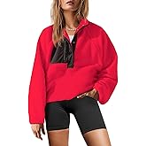 Yanekop Womens Fuzzy Fleece Pullover Sherpa Sweatshirt Long Sleeve Button Down Sweater Winter Fleece Jacket with Pockets