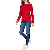 Nautica Womens Boatneck Pullover Intarsia Long Sleeve