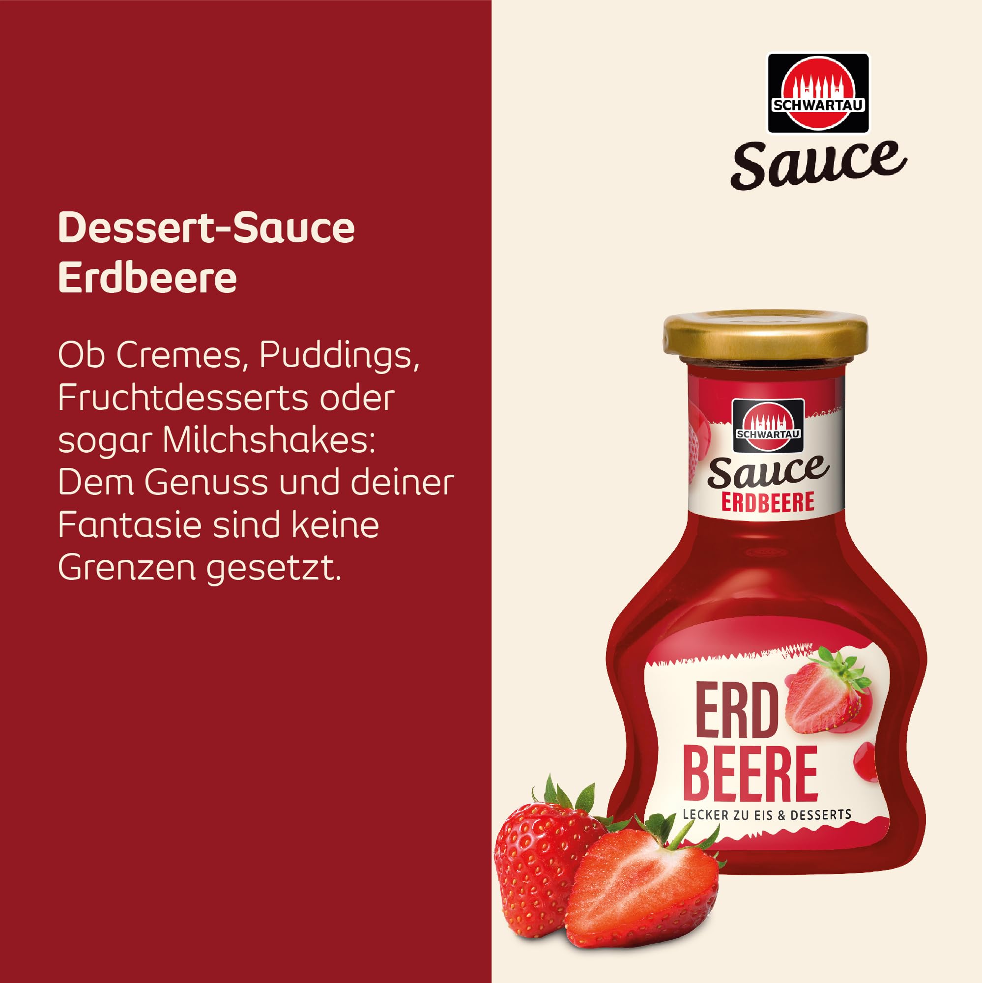 Schwartau Dessert Sauce Erdbeere, zum Verfeinern von Desserts und Eis, 125ml 2