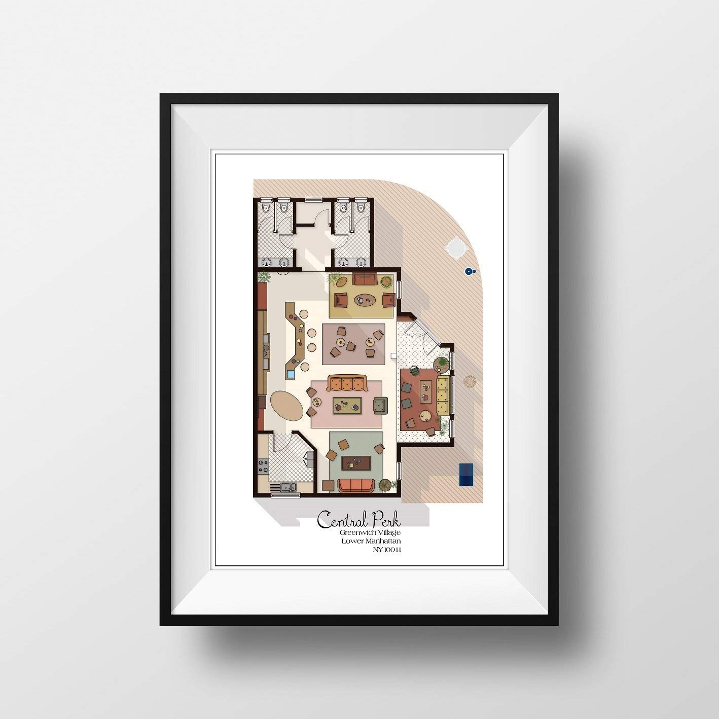 Amazon Com Central Perk Cafe Floor Plan Friends Tv Show Layout