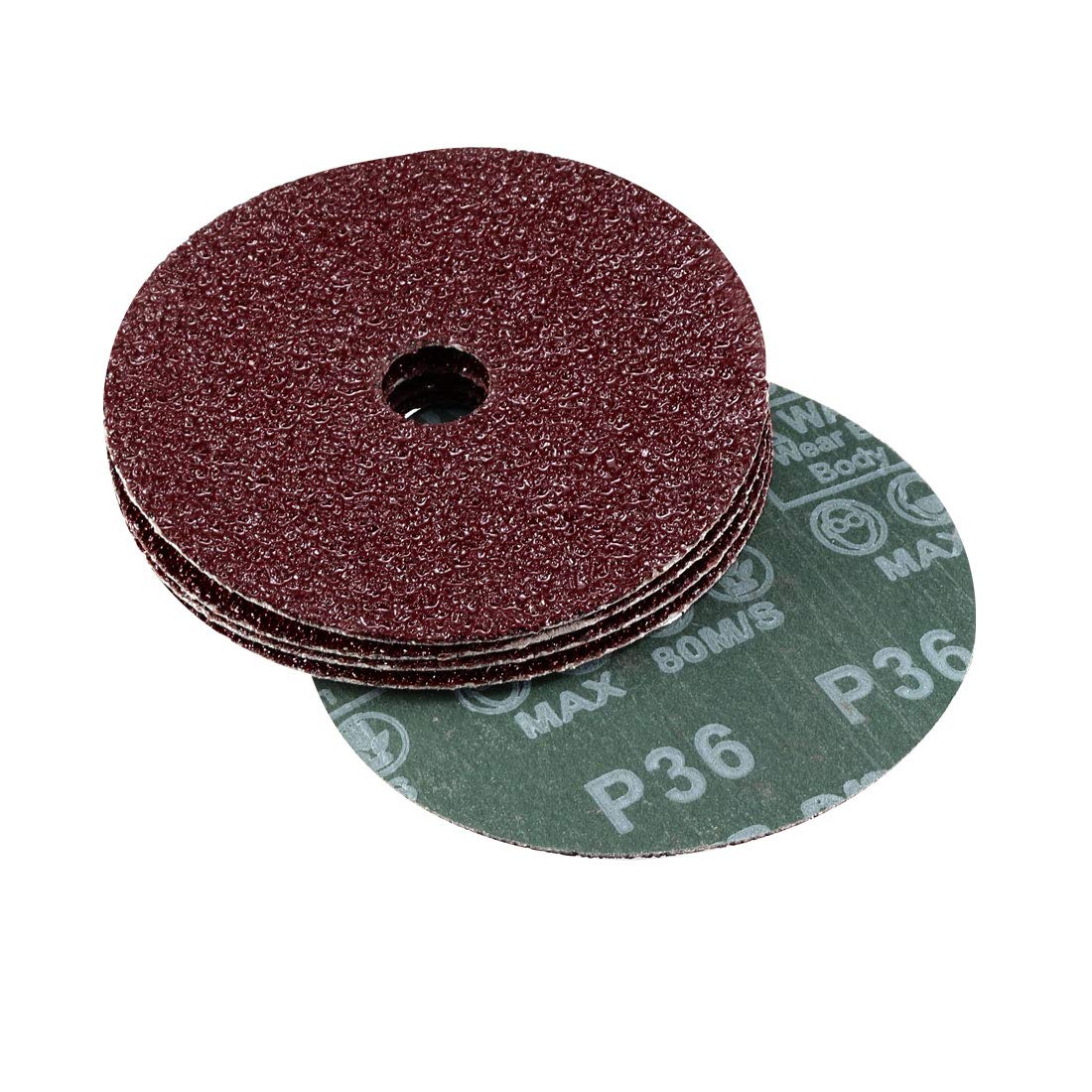 sourcing map 4-Inch x 5/8-Inch Aluminum Oxide Resin Fiber Discs, Center Hole 36 Grit Sanding Grinding Discs, 15 Pack