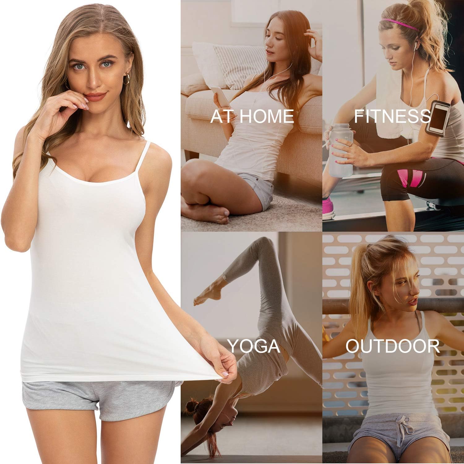AMVELOP Adjustable Camisole for Women Spaghetti Strap Tank Top Camisoles at  Women’s Clothing store