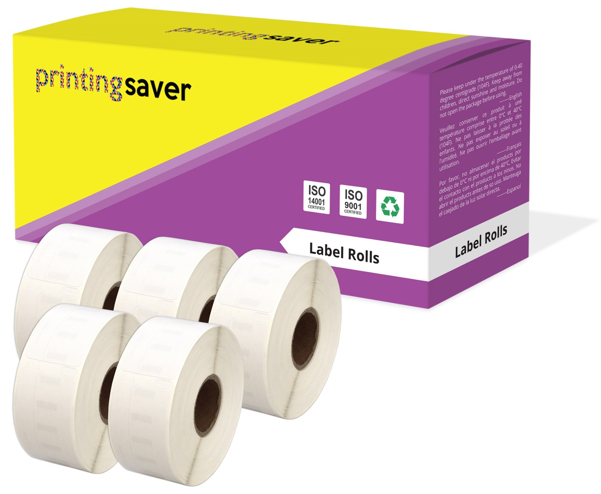 Printing Saver 5X 11355 19 x 51 mm Compatible Multipurpose Labels Rolls (500 Labels per Roll) for LabelWriter 310 320 330 4XL 400 450 Turbo/Twin Turbo/Duo & Seiko SLP Label Printers