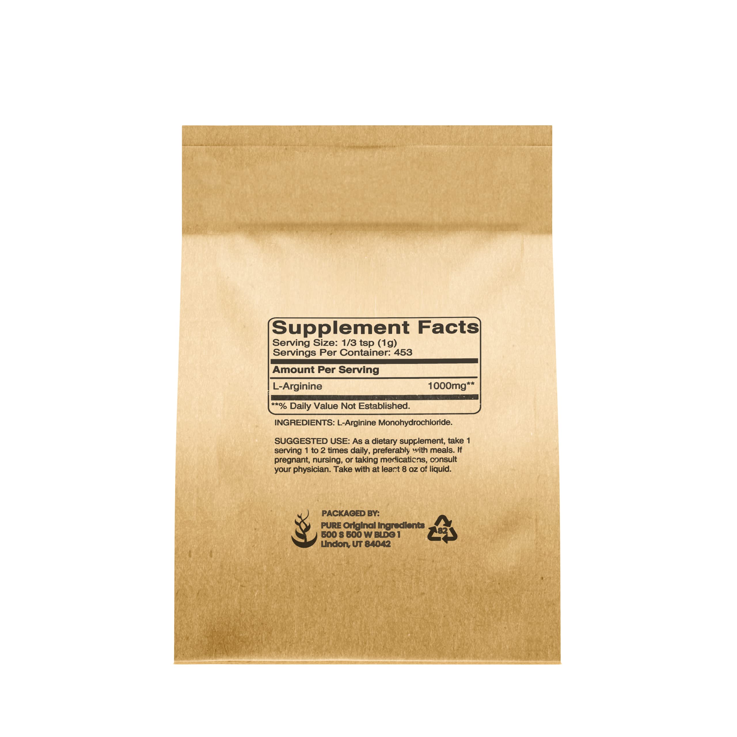 PURE ORIGINAL INGREDIENTS L-Arginine Powder (1 lb) Amino Acid, No Fillers, Dietary Supplement