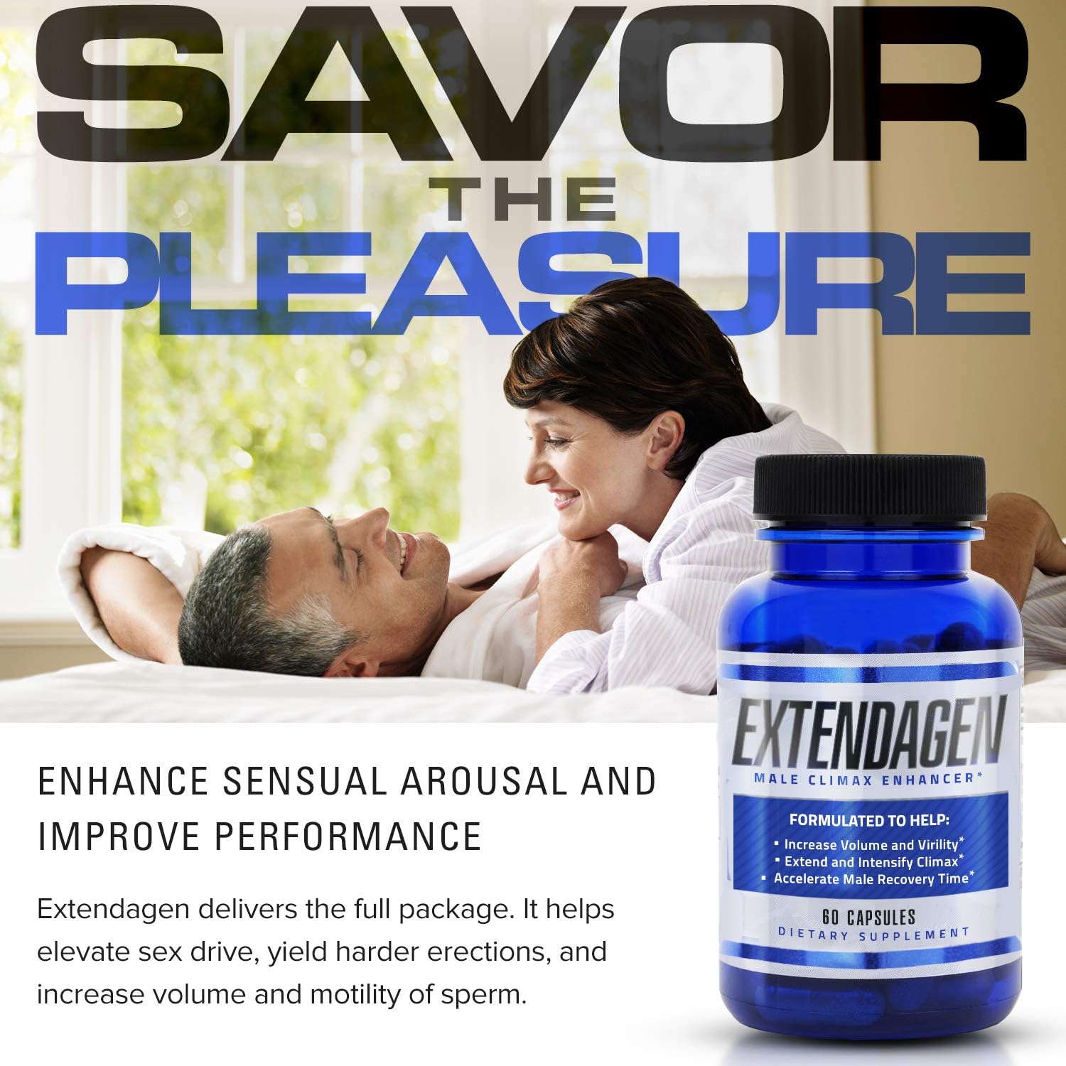 Extendagen - Male Fluid Enhancer & Volumizer Supplement Pills for Extended Performance - Boost Energy & Recovery - (60 ct): Health & Personal Care