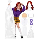 Funny Halloween Costumes for Women Adult, Easy Womens Halloween Costumes | Cute Adult Halloween Costumes Woman with Red Wig, Braces, Dickey Collar, Hair Ties, Crew Socks and Clear Bag