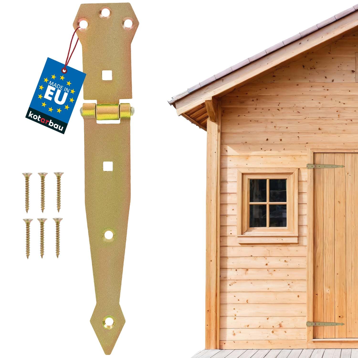 KOTARBAU Door Hinge 200 mm Galvanised Shutter Hinge Cross Hinge Decorative Hinges Yellow Rustproof