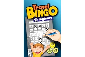 TRAVEL BINGO "Highway": car activity for children and kids from 8 years - play alone or together on any trip, ride and roadtr