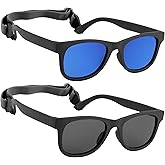 HXS 2 Pack Toddler Sunglasses Polarized with Strap for 0-24 Months/2-4 Years Kids, Girls Boys Baby Glasses UV Protection