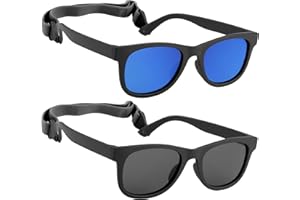 HXS 2 Pack Toddler Sunglasses Polarized with Strap for 0-24 Months/2-4 Years Kids, Girls Boys Baby Glasses UV Protection
