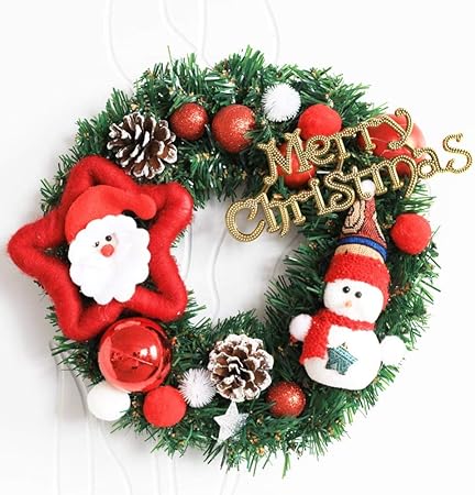 Immagini Carine Di Natale.Kathariiy Ghirlanda Di Natale Ghirlanda Di Natale Artificiale Con Bambola Carina Fiore Artificiale Pigna Nastro Per Porta D Ingresso Finestra Da Parete Casa Decorazione Natalizia Appeso Handy Amazon It Casa E Cucina