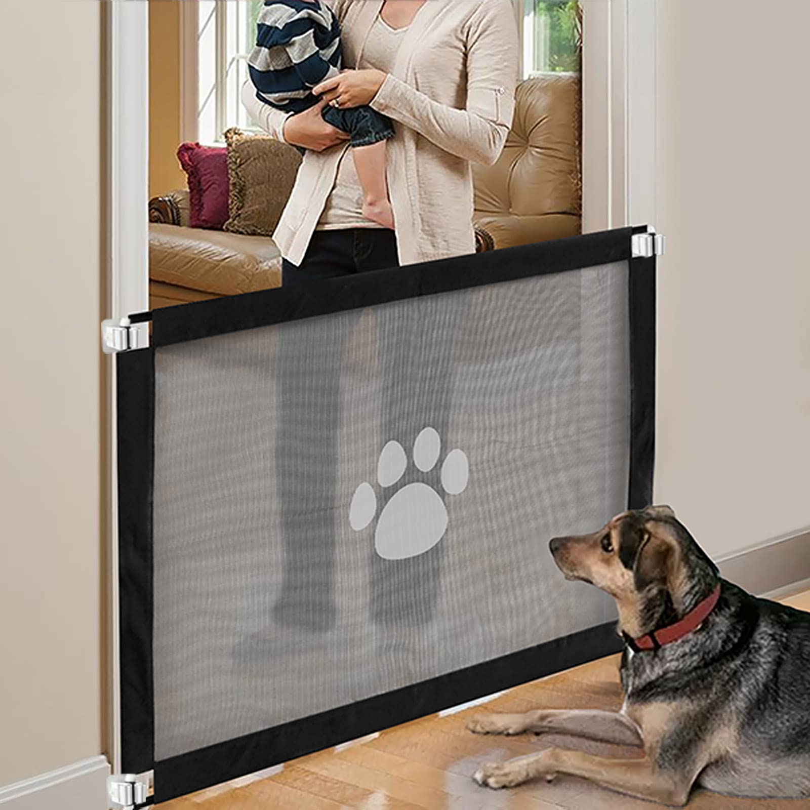 NAMSAN Dog Gate Magic Gate for Dogs Lockable Safety Guard Easy to Install Safety 80 X 100cm Fence for Stair,Indoor