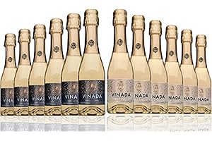 VINADA - Sparkling Gold & Crispy Chardonnay Variety- Zero Alcohol Wine - 200 ml (12 Glass Bottles)