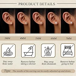 5 Pairs 14K Gold Plated Stud Earrings for