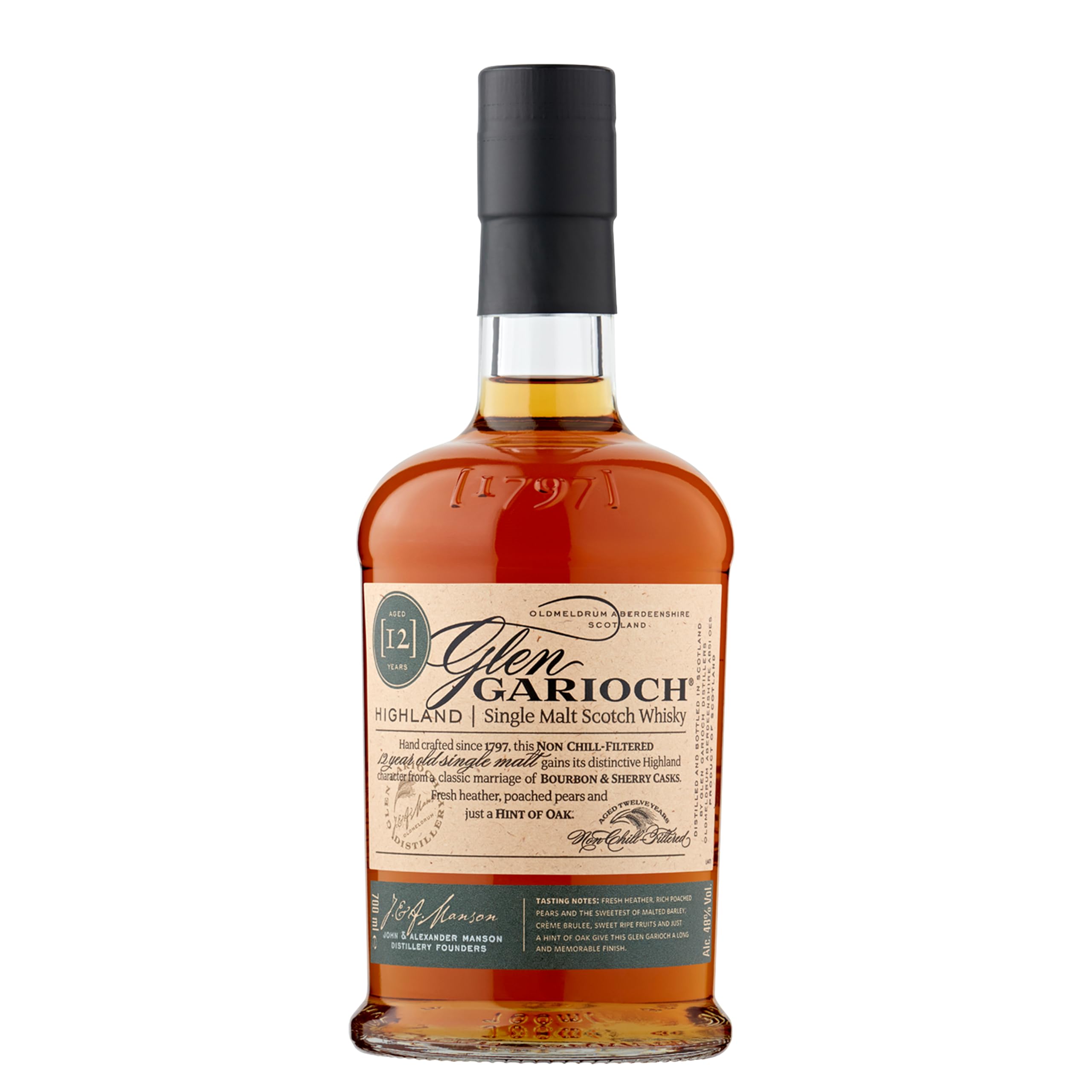 Glen Garioch 12 Jahre | Single Malt Scotch Whisky | gereift in nordamerikanischen Bourbon-Fässern und spanischen Sherry-Fässern | 48% Vol | 700ml Einzelflasche