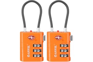 ANVIL TSA Approved Luggage Locks – High Security TSA008 Combination Travel Locks with Inspection Indicator for Suitcases and Backpacks. (2, Orange)