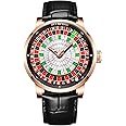 1.8 Inches Roulette Wheel Automatic Watches for Men, NH35A Movement Design Shake and Rotate Automatically 50M Waterproof Mens Unique American Style Roulette, Mechanical Watch for Game Night (6616-Diamond)