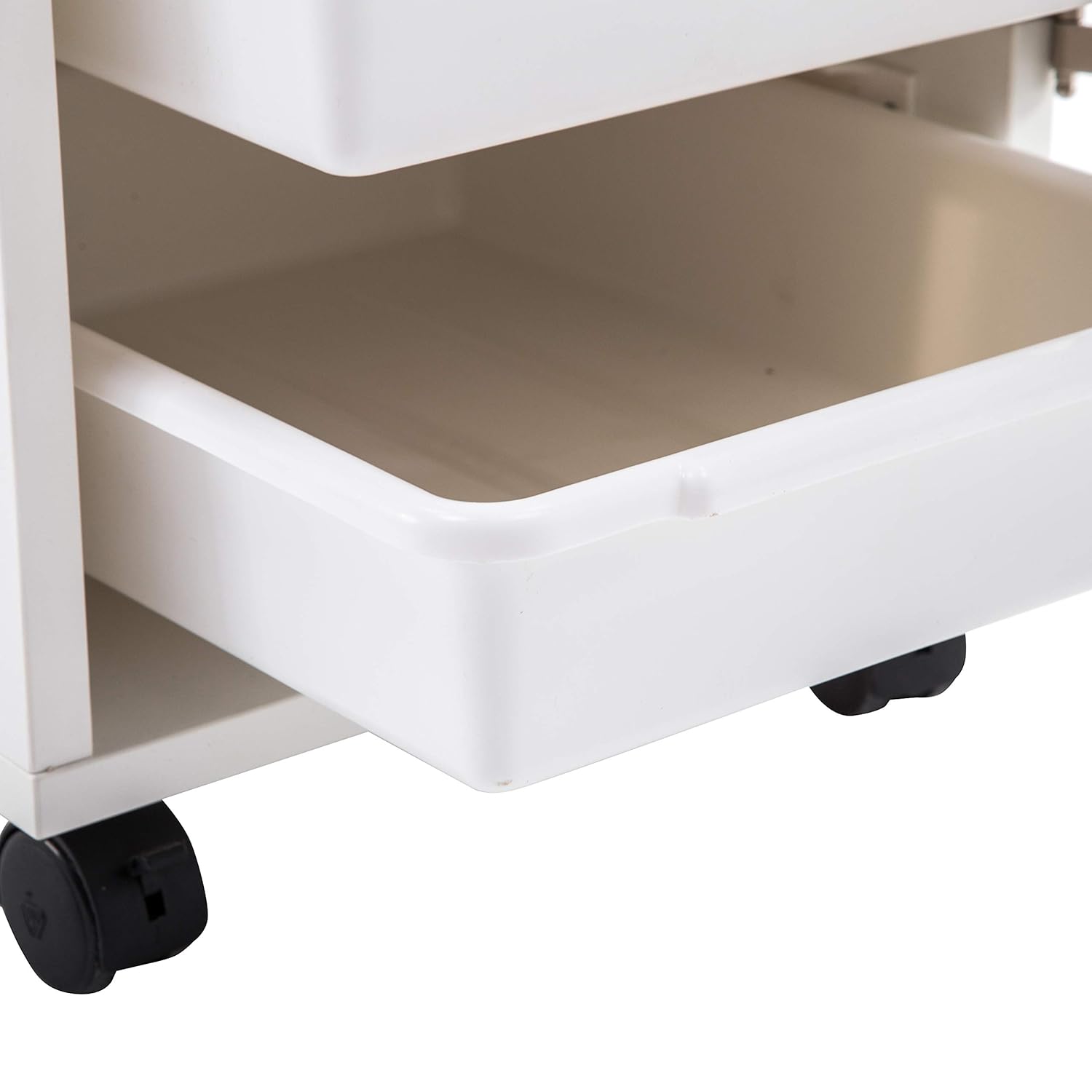 BarberPub Beauty Salon Trolley Storage Cart Hair Dryer Holder Stylist Equipment with Lockable Rolling Wheels, Drawer (White): Beauty