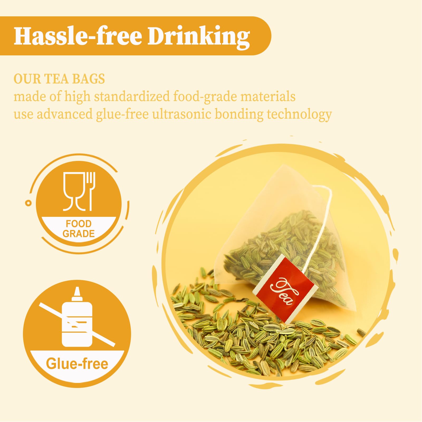 FullChea Fennel Tea Bags, 30 Teabags (4g/bag) - Premium Whole Seeds | Non-GMO | Caffeine-free | Helps Improve Digestion & Immune System