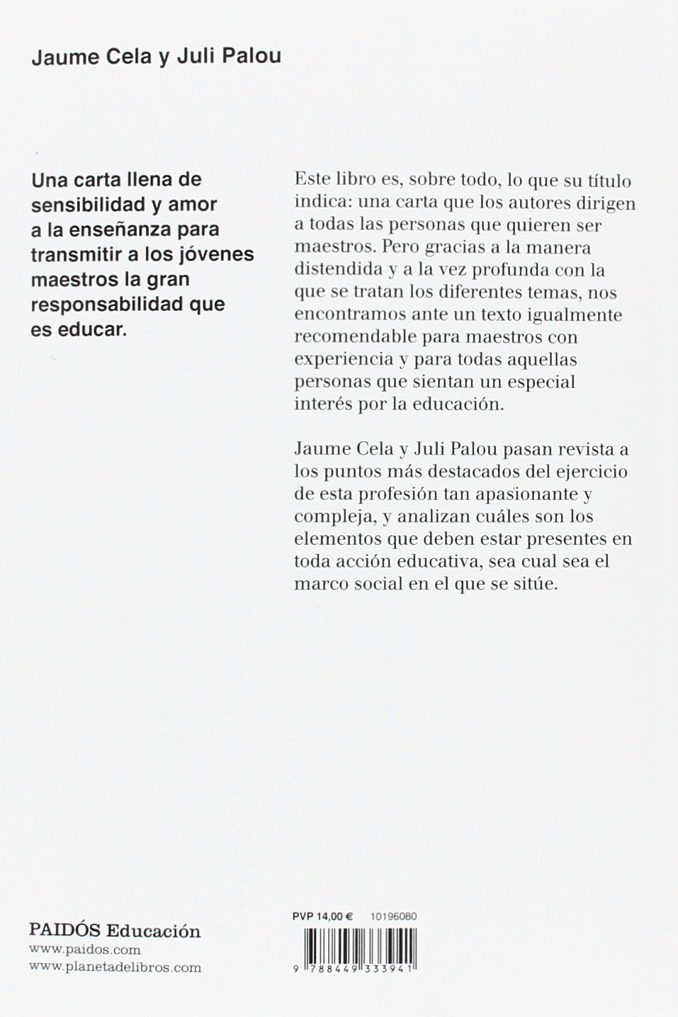 Carta A Los Nuevos Maestros Juli Cela Jaume Palou