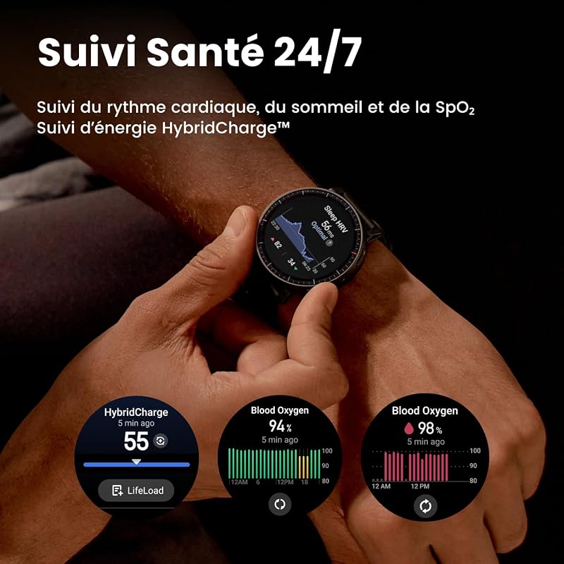 Active Max Montre Connectée 48mm, Écran AMOLED 1,5", 25 Jours d’Autonomie, 4 Go de Stockage, Cartes Hors Ligne, NFC, GPS,170+ Sports, Suivi Cardiaque et du Sommeil, pour Android et iPhone