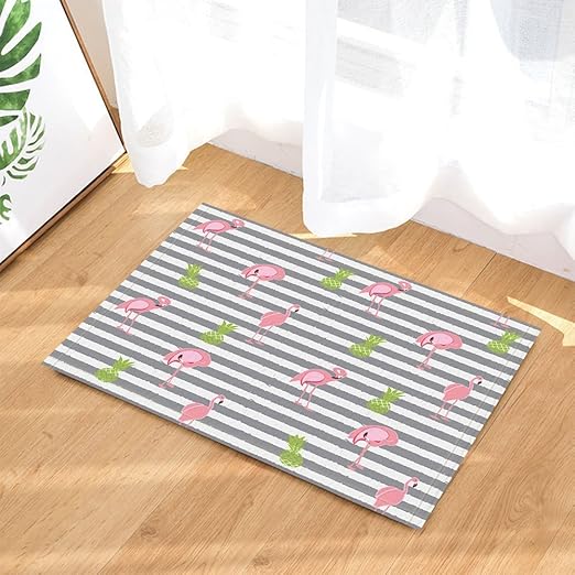 Amazon Com Hisoho Cartoon Bath Rugs Flamingo Pink Green Pineapple Gray Stripe Decor Art Non Slip Doormat Floor Entryways Indoor Front Door Mat Kids Bath Mat 15 7x23 6in Bathroom Accessories Kitchen Dining