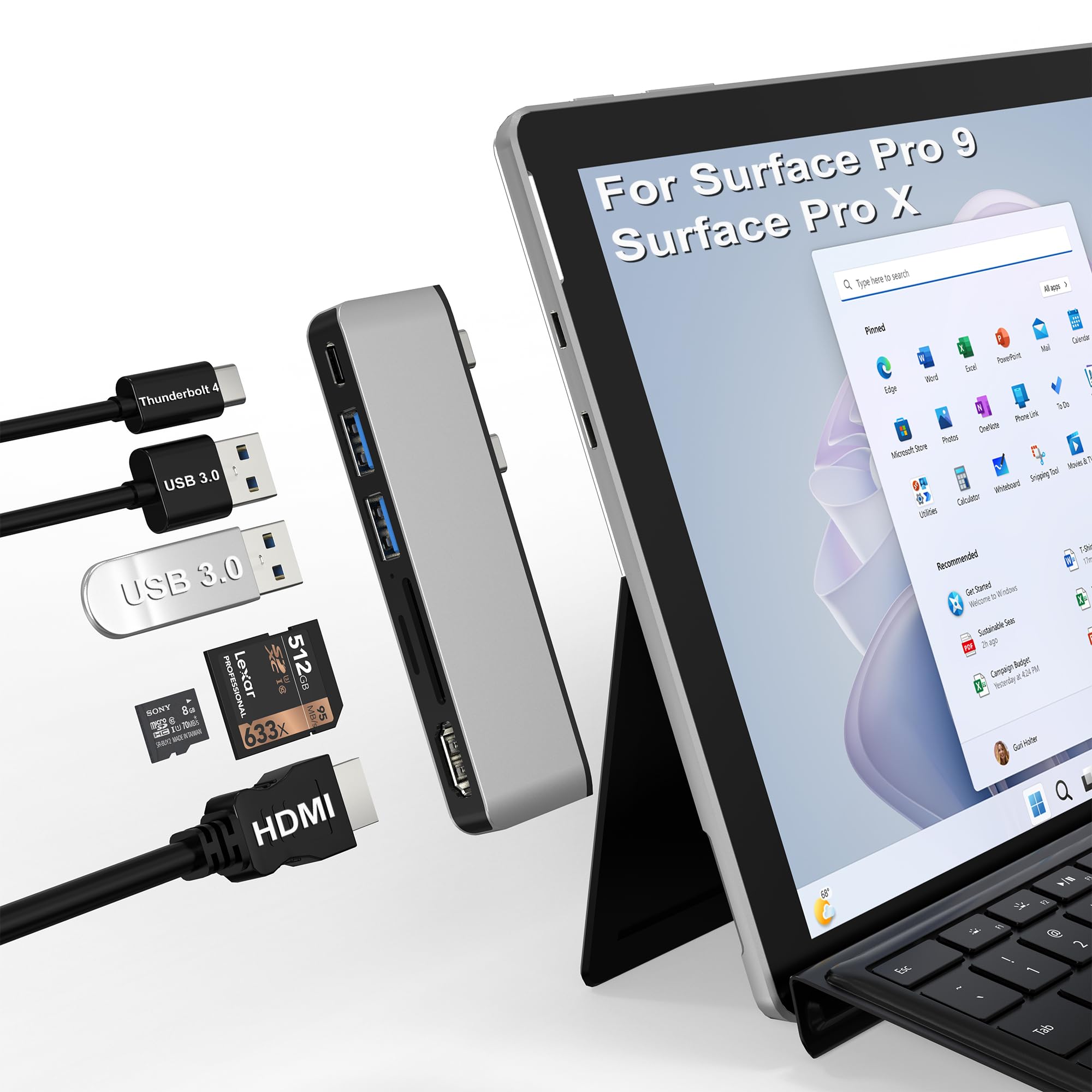 Mua Surface Pro 9 Hub Surface Pro X Hub 4K HDMI Port 100W USB C 