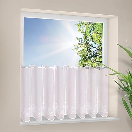 Scheibengardine Florina B/H: 145 x 45cm Moderne transparente Kurzgardine