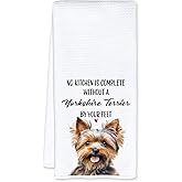 JFFTLL Yorkshire Terrier Dog Kitchen Towels, Yorkshire Terrier Yorkie Gifts Dish Tea Towels for Kitchen Decor, Dog Lover Mom Gifts for Women Decorative Hand Towels, 16x24 Inch
