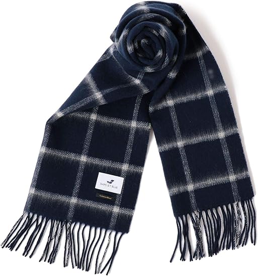 Amazon シップスジェットブルー マフラー ウール カシミヤ リバーシブル ウインドペン メンズ ネイビー 紺 ストール マフラー 通販