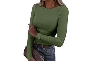 Numaller Womens Long Sleeve Tops Knit Fitted Cute Long Sleeve Shirts Dressy Casual Ribbed Fall Blouses Workout Tunic Tops