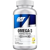 GAT SPORT Omega-3, Lemon Flavor, 90 Softgels (90 Servings) | Omega-3 Fish Oil Supplement with Essential Fatty Acids (EPA &amp; DHA) for Workout Support to Help with Performance*