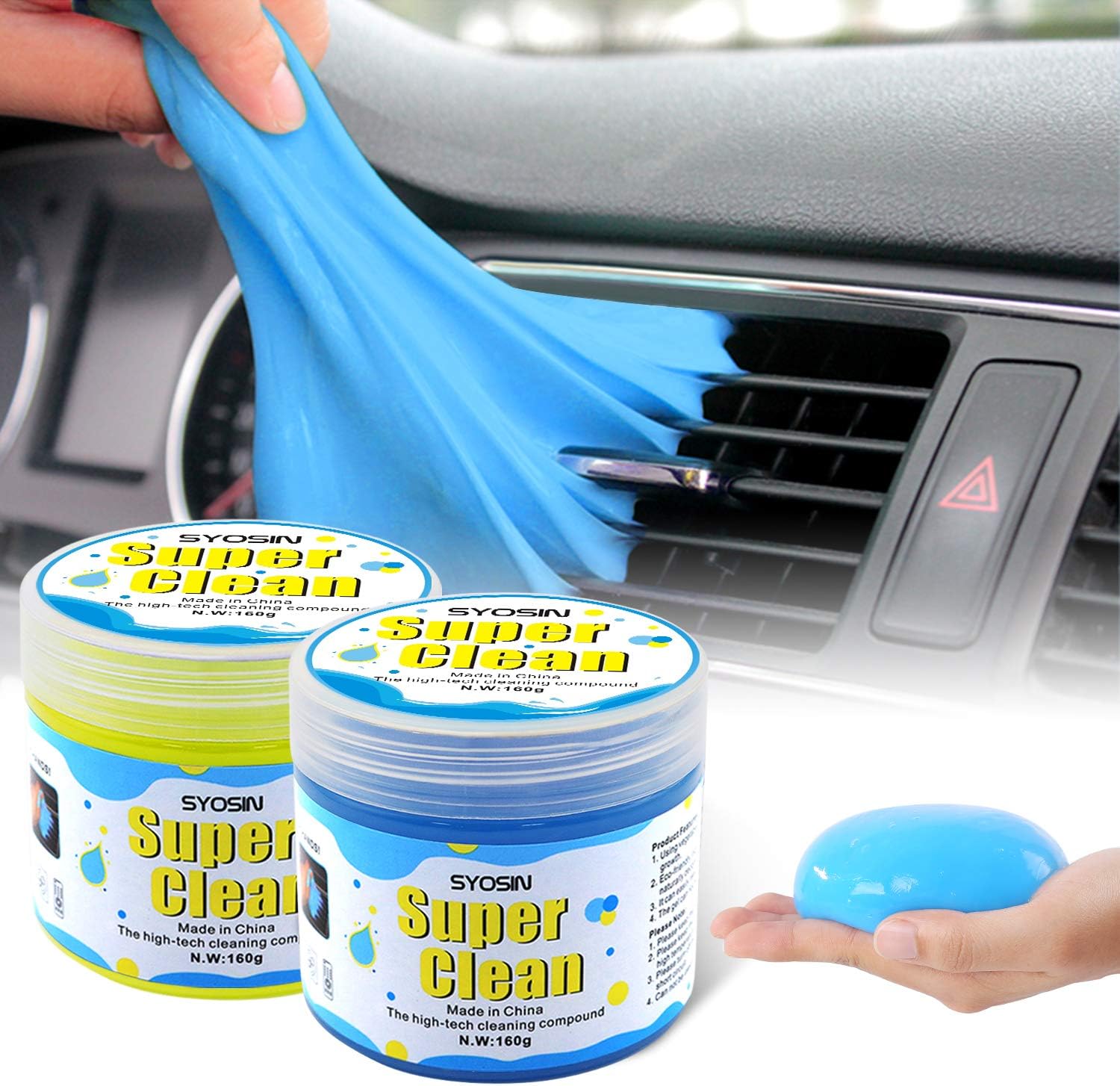 SYOSIN 2 Pack Car Cleaning Gel Car Interior Cleaner Keyboard Cleaner Universal Dust Cleaner for Car Vents, Laptops, Computers, Calculators