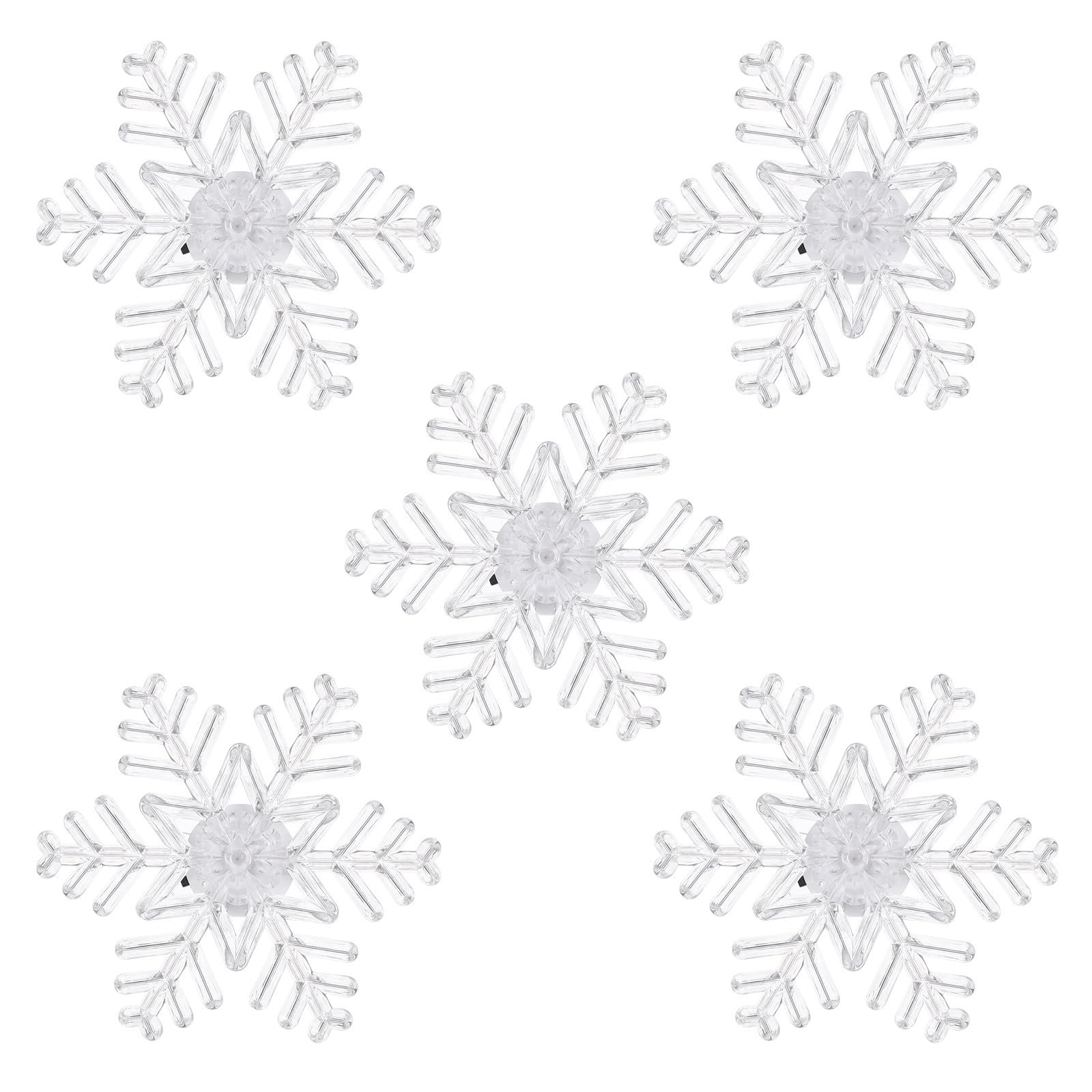 Lurrose 5pcs Snowflake Light, Christmas Indoor Window Light with Suction Cup LED Christmas Sucker Lamp for Home Party Decoration, SA39JY0317GQJV