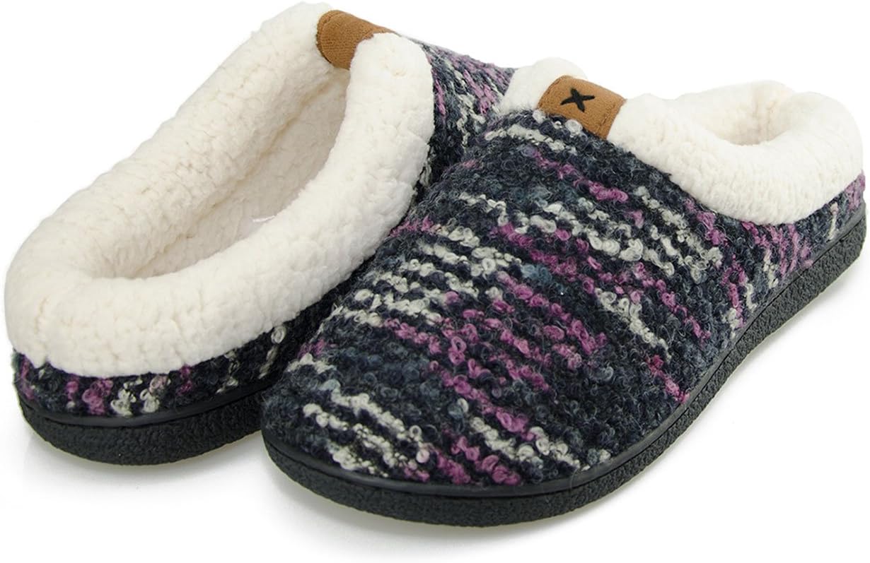 Moxo Women's Wool Plush Fleece Lined Bedroom Slippers
