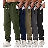 OZYJD Mens Sweatpants with Zipper Pockets 5 Pack Athletic Joggers for Men Warm Slim Fit Track Workout Running Sweat Pants