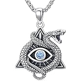 Snake Necklace 925 Sterling Silver Mysterious Snake Pendant Necklace Gothic Necklace Snake Jewelry Gift for Women Men