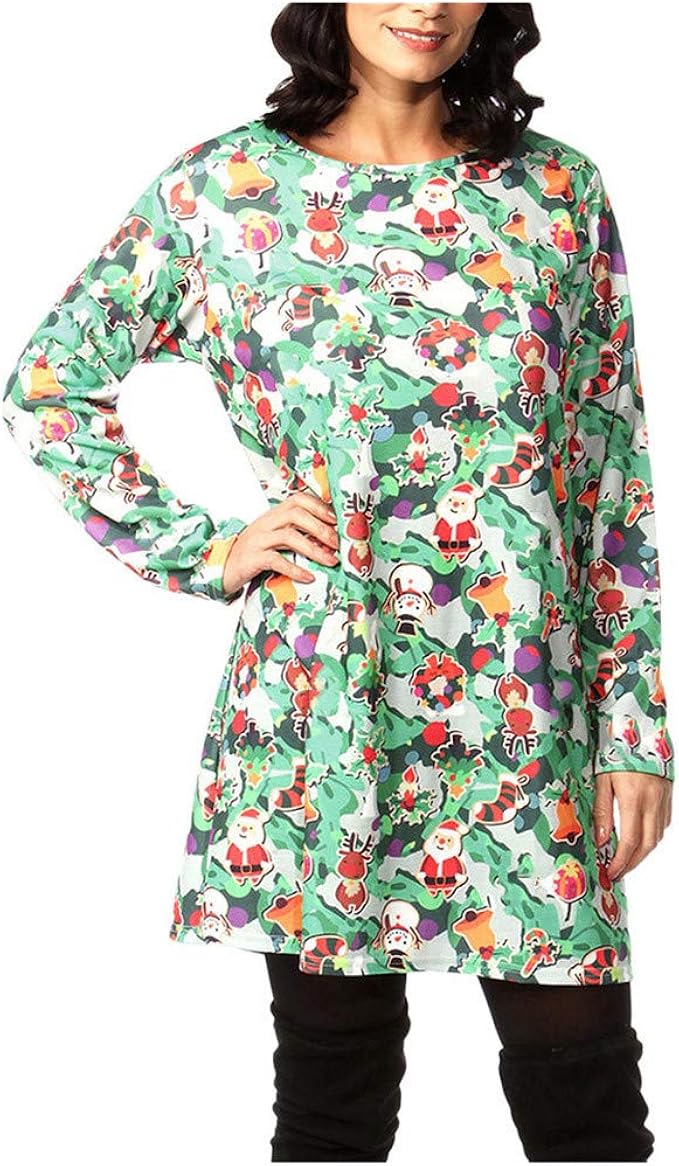 Nusgear Kleider Damen Weihnachten Abendkleid Elegant Cocktail Rockabilly Party Swing Ballkleid 1950er Vintage Dress Stilvolle Weihnachtsbaum Lange Armel Schlank Kurzes Kleid Amazon De Bekleidung