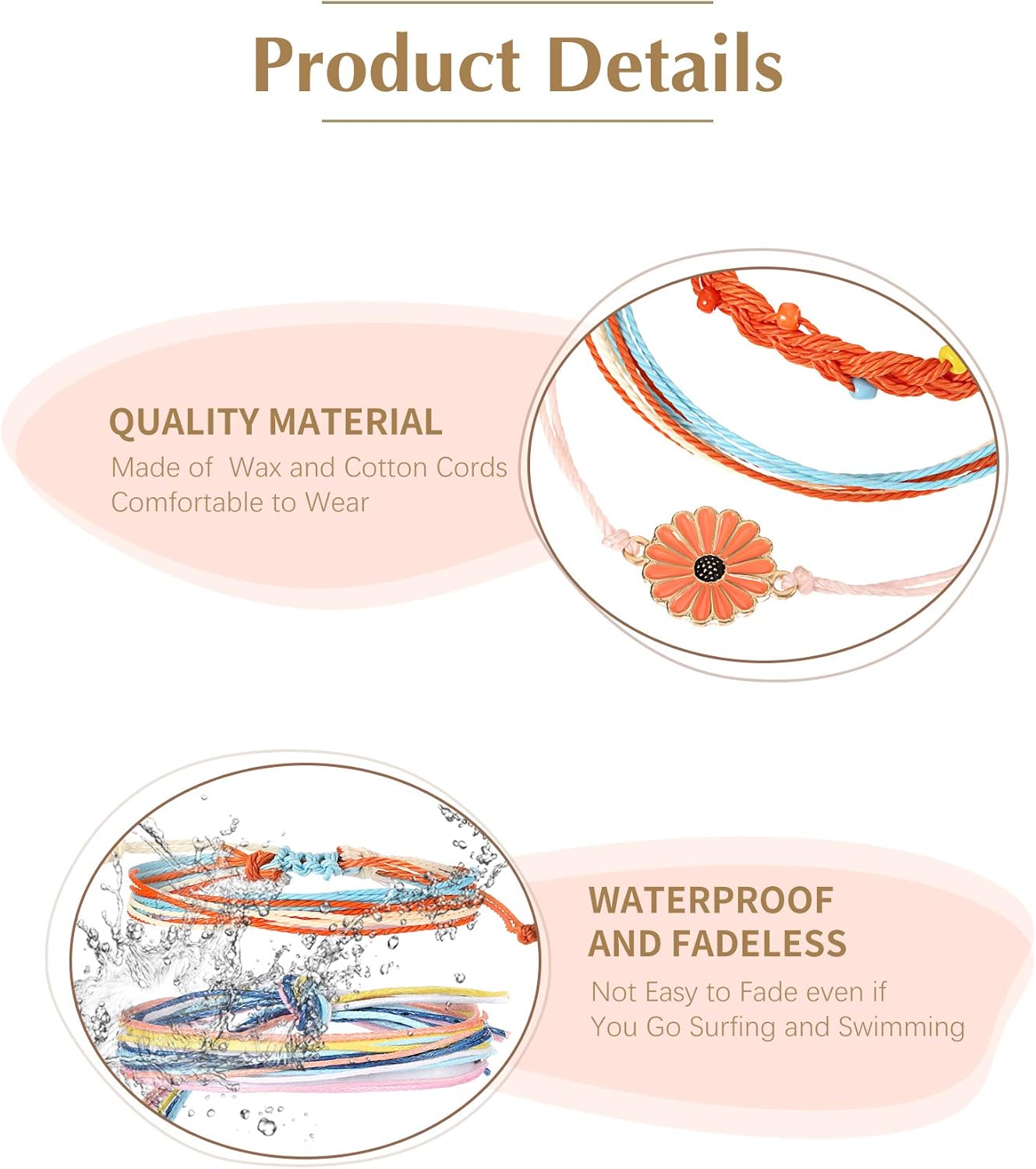 Hicarer 21 Pieces Surfer Wave Bracelet Ocean Wave Adjustable Waterproof Handmade Friendship Bracelet Summer Sunflower Bracelets Anklets Jewelry for Women Teen Girls: Jewelry