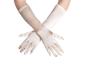 Lystaii Long Opera Party 20s Satin Gloves Stretchy Elbow Length Wedding 15 Inch Classic