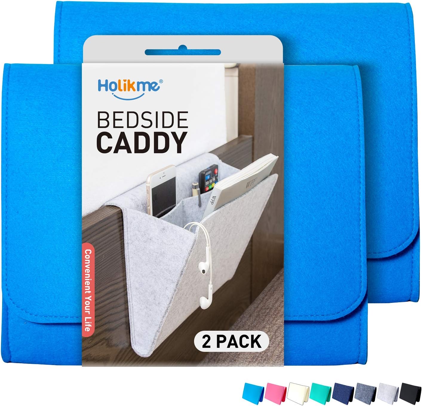 Holikme Bedside Caddy，Hanging/Bedside Storage Organizer