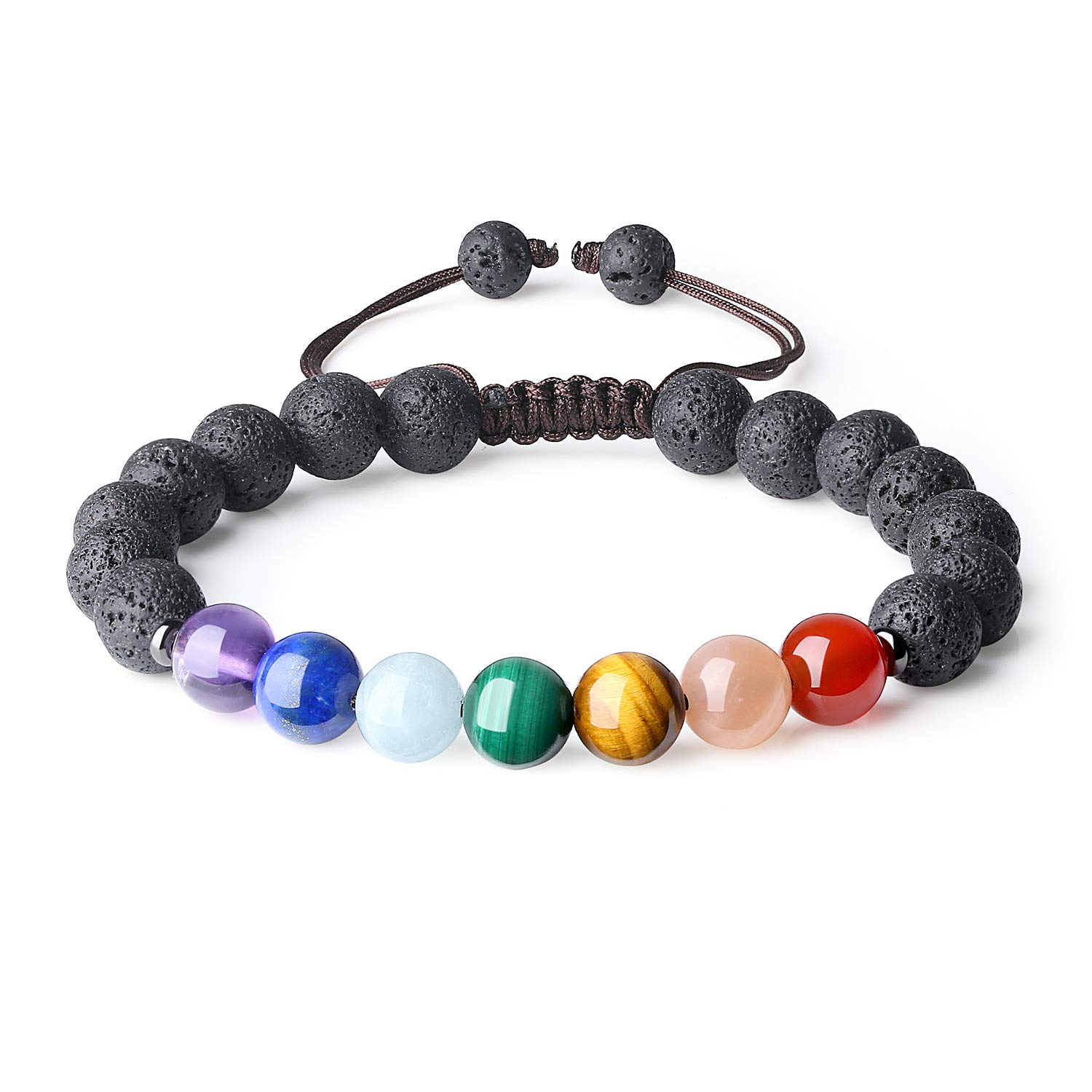 COAI Seven Chakra Lava Black Stone Bracelet