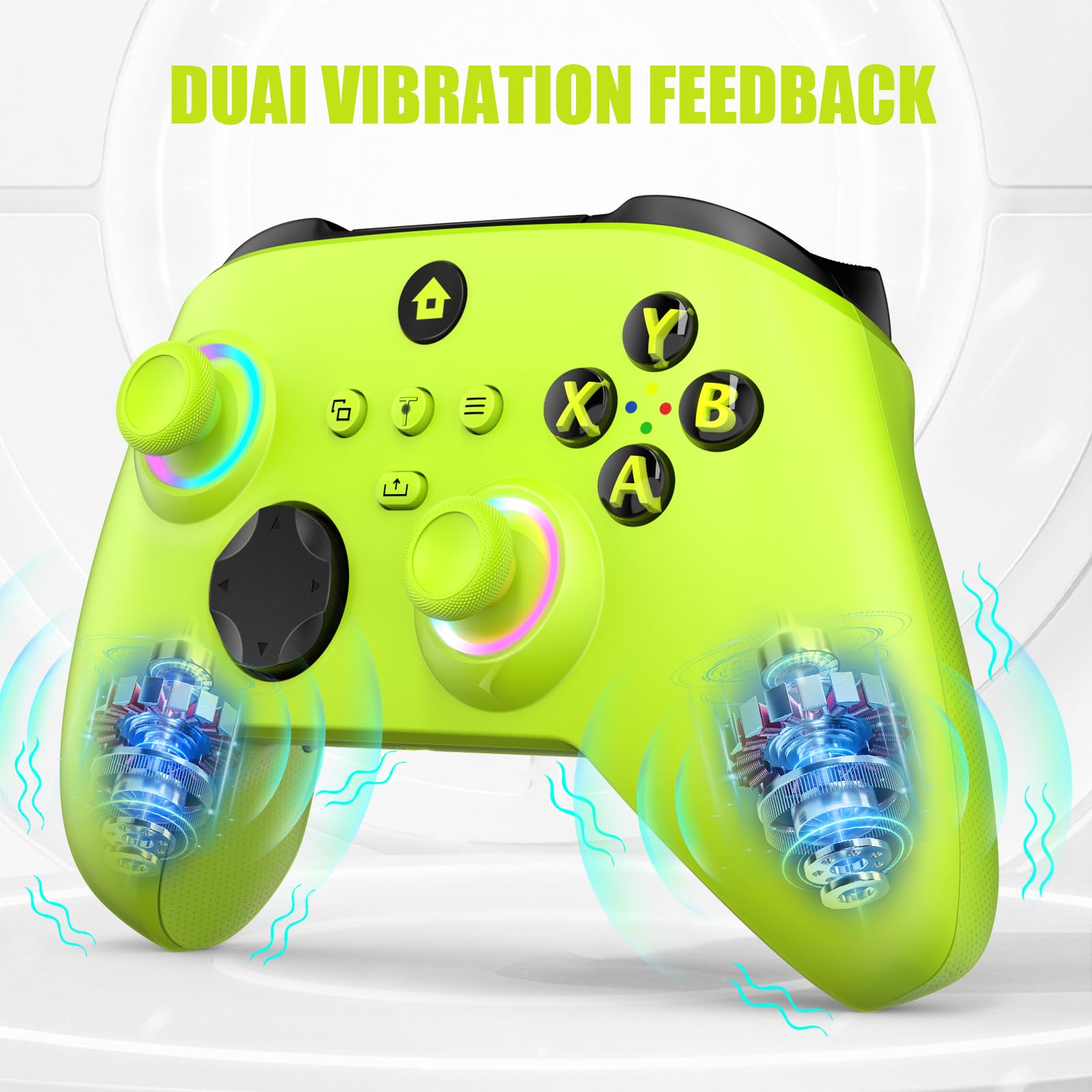 W&O Wireless Controller Compatible With Xbox One, Xbox Series X/S, Xbox One X/S, PC, With RGB LED Light, Mappable Buttons, 3.5mm Headphone Jack, With 2.4GHZ Wireless Adapter Gamepad （Electric Volt）