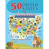 The 50 United States of America Coloring Book for Kids: Fifty State Maps with Capitals, Nickname, Motto, Bird, Mammal, Flower, Flags, Seals and Learn Important Facts about All 50 States