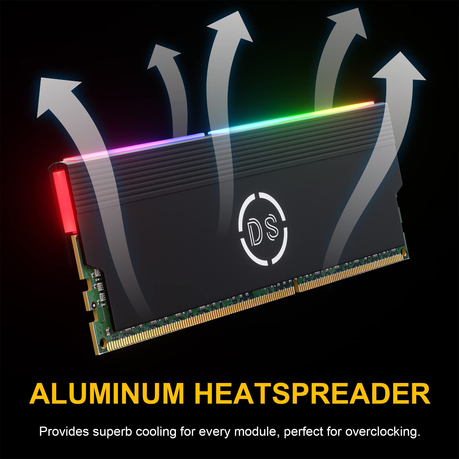 DS Aluminum Alloy RAM Cooling Shell Heat Sink, ARGB Light Effect Memory Cooling Radiator Glow for PC Memory Cooling Vest(4Pack, 3th GEN, M Series)