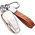 Cacacar for Tesla Model X Key Fob Cover with Keychain, Full Cover Protection Key Fob Case Premium Soft TPU Smart Remote Key Holder (Ivory)