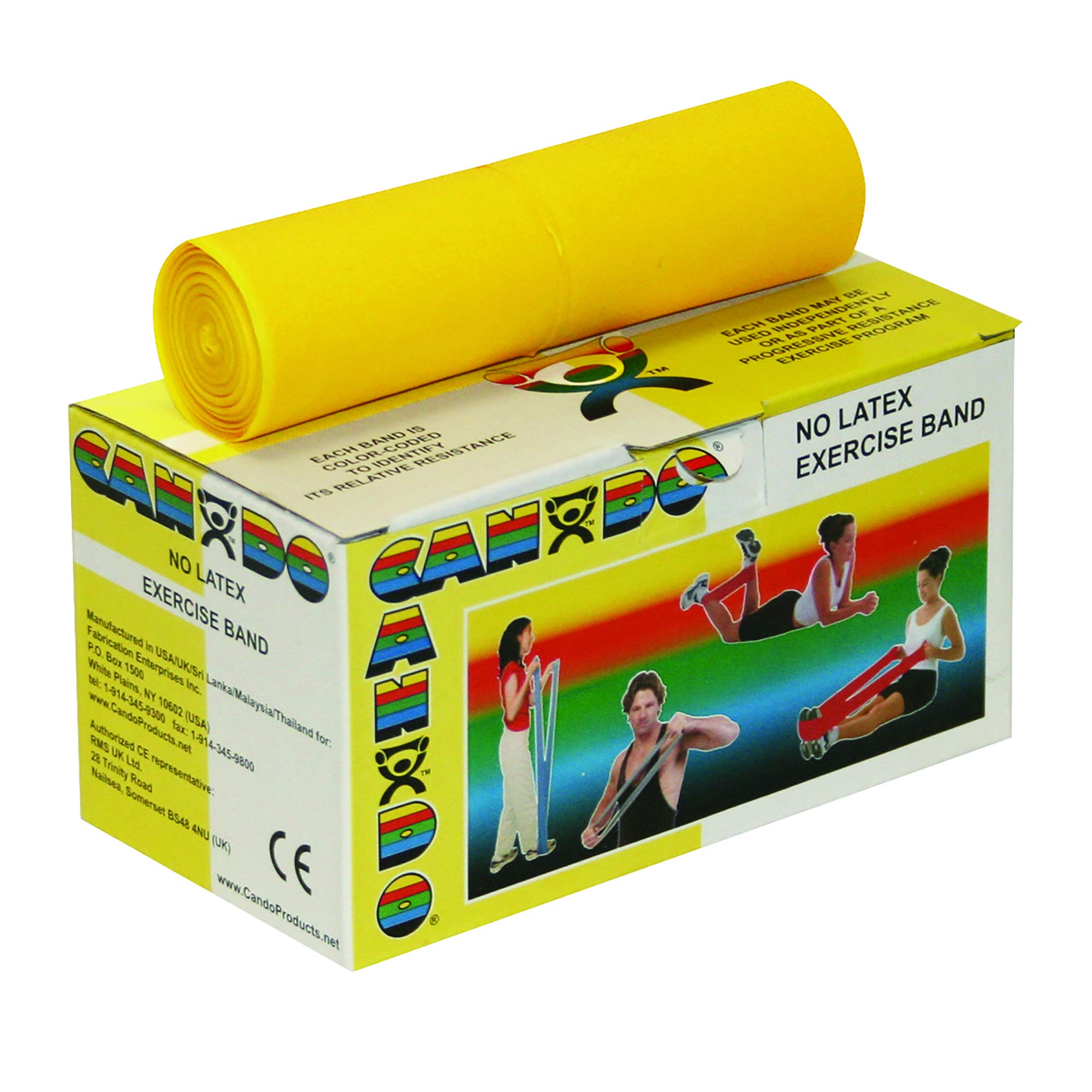 CanDo Resistance band LATEX-free / training band / gymnastics band - 5.5 m - yellow (very light) - alternative to dumbbells