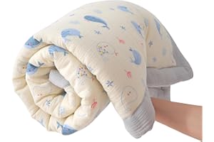 CLoucl Cotton Muslin Toddler Comforter/Quilt,Ultra Soft & Breathble Muslin Toddler Blanket,All Season Baby Blankets for Boys and Girls, Machine Washable,41"x48"