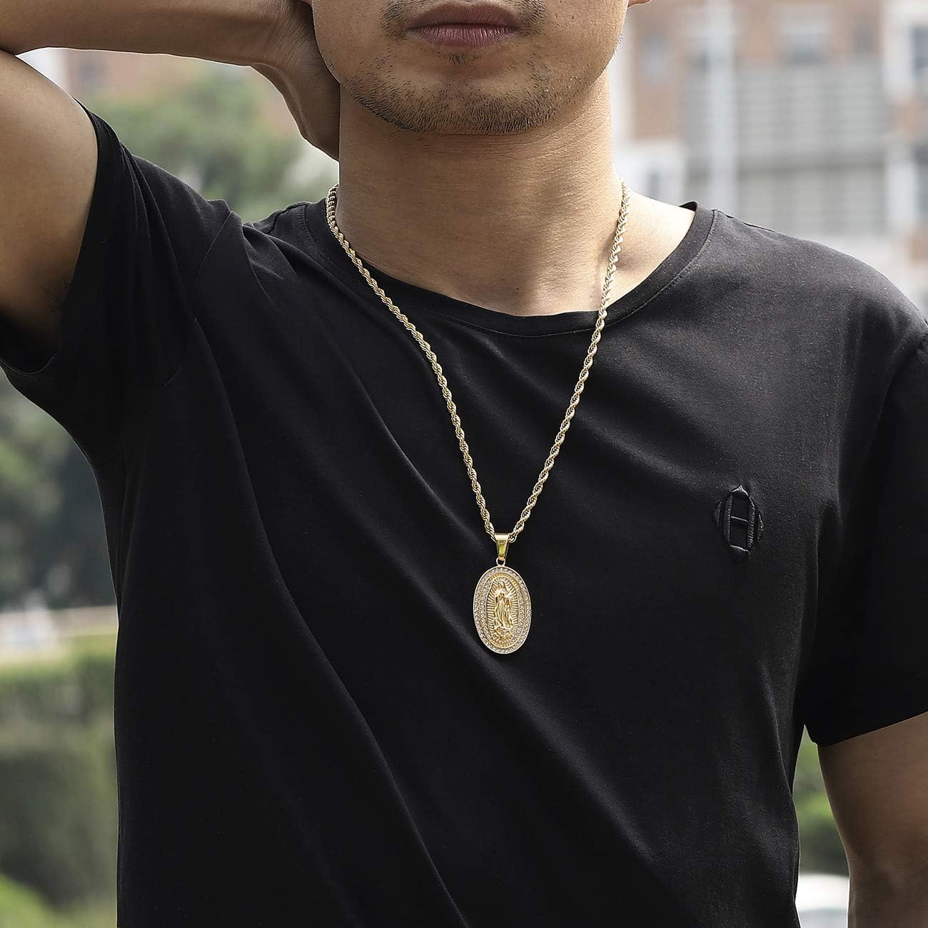ROWIN\u0026CO Mens 18K Gold Hip Hop Iced Out 